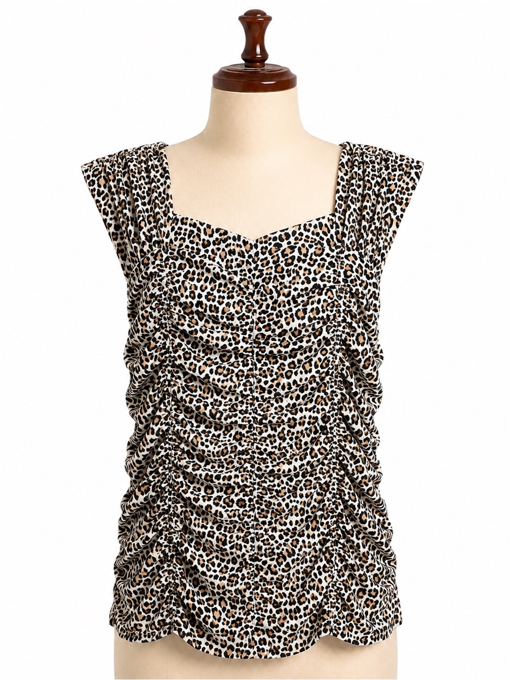 White House Black Market Leopard Ruched Tank Top - Black, Brown, Cream